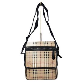 Borsa a Spalla Burberry Messenger Beige e Nero Nero Beige