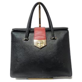 PRADA Saffiano Tri-Color Turn Lock Sac Bianco Rosso Noir Noir
