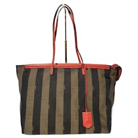 Fendi-Fendi Pequin Tote Bag Red/Brown-Brown,Red