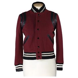 Saint Laurent Teddy jacket burgundy red Dark red