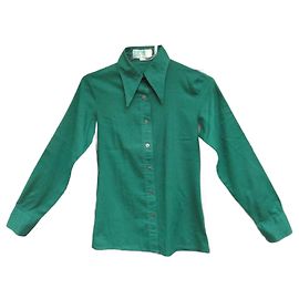 Autre Marque Camicia Francosa Verde in Cotone e Poliestere Verde