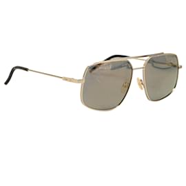 Fendi-Fendi Gold Gold Mirrored Navigator Metal Aviator Sunglasses 0007-Golden