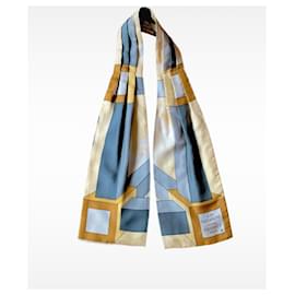 Hermès-Lavallière "Perspective" AM CASSANDRE 50/60 HERMÈS ivory, camel, gray silk-Other