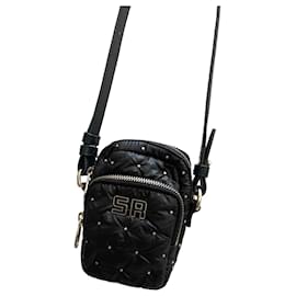 Sonia Rykiel-90s quilted mini bag by Sonia Rykiel in black and gold canvas and leather-Black,Gold hardware