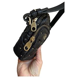 Sonia Rykiel-90s quilted mini bag by Sonia Rykiel in black and gold canvas and leather-Black,Gold hardware