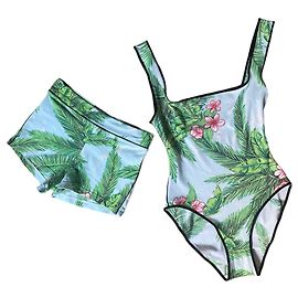 Costume intero e pantaloni da bagno anni '90 Eres 36/38 motivi tropicali Rosa Rosso Verde chiaro Turchese Verde scuro