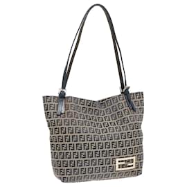Fendi-FENDI Zucchino Canvas Tote Bag Navy Auth ac3137-Navy blue