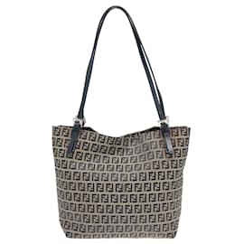 Fendi-FENDI Zucchino Canvas Tote Bag Navy Auth ac3137-Navy blue