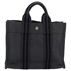 Hermès-HERMES Fourre Tout PM Sac à Main Toile Grise Auth bs16078-Marron