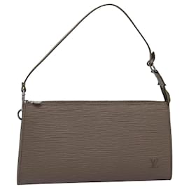 Louis Vuitton-LOUIS VUITTON Epi Pochette Accessoires Pouch Gray Pepper LV Auth 82930A-Brown,Other