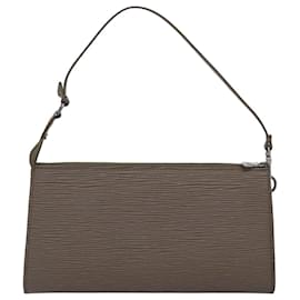 Louis Vuitton-LOUIS VUITTON Epi Pochette Accessoires Pouch Gray Pepper LV Auth 82930A-Brown,Other