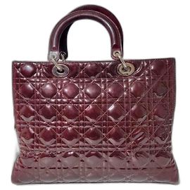 Sac à main en cuir verni Cannage Bordeaux Christian Dior Autre