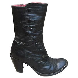 Autre Marque Nimal Leather Ankle Boots Black Black