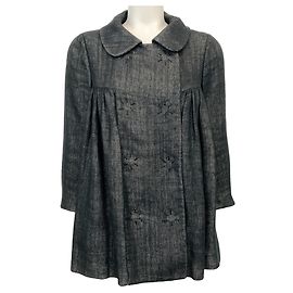 Giambattista Valli Black Linen / Silk Swing Jacket Black