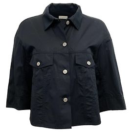 Giacca swing cropped in cotone nero Dries van Noten Nero