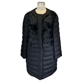 Jil Sander Black Fur Trimmed Cashmere Coat Black