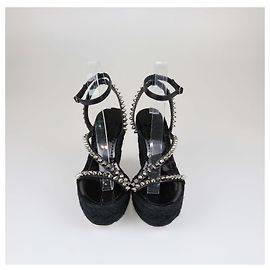 Sandales à talons compensés Mafaldina Zeppa noires Christian Louboutin Noir