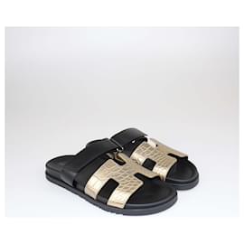 Hermès-HERMES Flats T.EU  Leather-Black