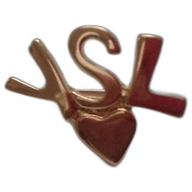 Yves Saint Laurent Herz und Initialen Brosche Gold Golden