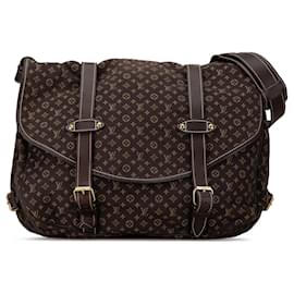 Louis Vuitton-Louis Vuitton Brown Monogram Mini Lin Saumur 43-Brown,Dark brown