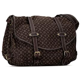 Louis Vuitton-Louis Vuitton Brown Monogram Mini Lin Saumur 43-Brown,Dark brown