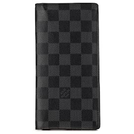 Louis Vuitton-Louis Vuitton Gray Damier Graphite Brazza Wallet-Brown