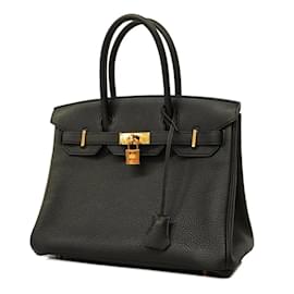 Hermès-Hermes Birkin 30 Handbag in Black Togo Leather-Black