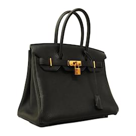 Hermès-Hermes Birkin 30 Handbag in Black Togo Leather-Black