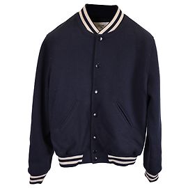 Céline Celine Varsity Varsity Collegiate Bomber Jacket in Navy Blue Wool Blue Navy blue