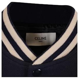 Céline-Celine Varsity Varsity Collegiate Bomber Jacket in Navy Blue Wool-Blue,Navy blue