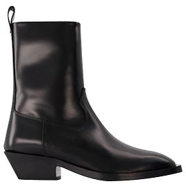 Aeyde Luis 35Mm Square Toe Block in leatherHeel Ankle Boot Black