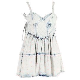 Vestido Mini Dorna Loveshackfancy em denim de algodão azul claro Azul Azul claro