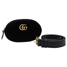 Gucci-Gucci GG Marmont Matelassé Gürteltasche aus schwarzem Samt-Schwarz