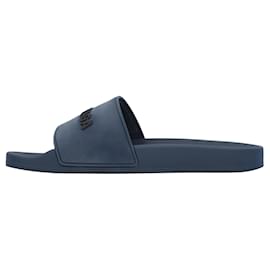 Balenciaga-Chinelo de piscina em borracha com logo 3D Balenciaga-Azul