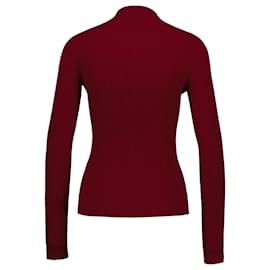 Courreges-Mockneck Light Rib Sweater - Courreges - Cotton - Red-Red