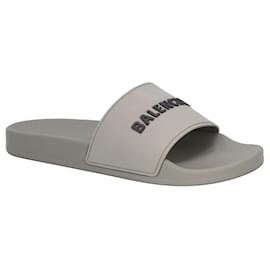 Balenciaga-Balenciaga 3D Logo Rubber Pool Slide Sandal-Grey