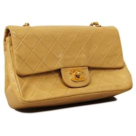 Chanel-Chanel Beige Lambskin Shoulder Bag-Beige