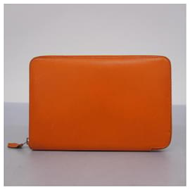 Hermès-Münzgeldbörse aus Epsom-Leder von Hermès in Orange-Orange