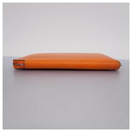 Hermès-Hermes Epsom Leather Coin Purse in Orange-Orange