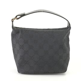 Gucci-Gucci GG Canvas Leather Handbag-Black