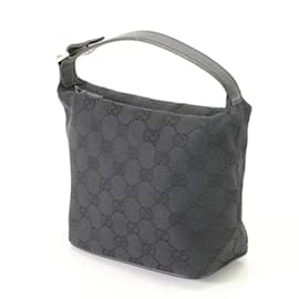 Gucci-Gucci GG Canvas Leather Handbag-Black