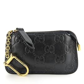 Gucci-Porte-monnaie en cuir noir Gucci-Noir