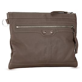 Balenciaga-Balenciaga Classic Clip M Clutch Bag-Brown