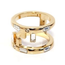 Fendi FF Gold Metal Band Ring Golden