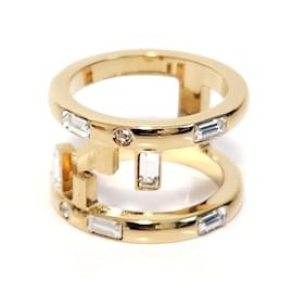 Fendi-Fendi FF Gold Metal Band Ring-Golden