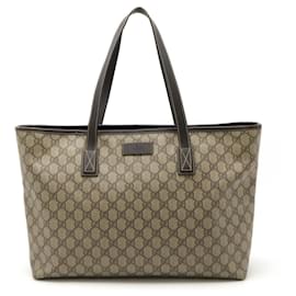 Gucci-Gucci GG Supreme Plus Tote Bag-Beige,Khaki,Dark brown