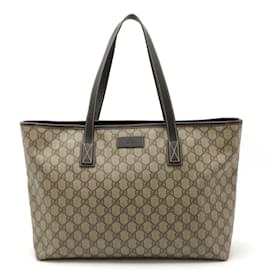 Gucci-Gucci GG Supreme Plus Tote Bag-Beige,Khaki,Dark brown