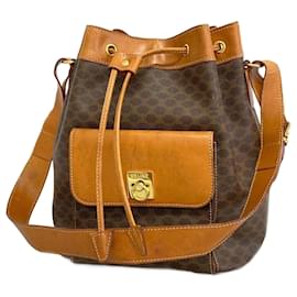 Céline-Celine Brown Macadam Leder Schultertasche-Braun