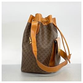 Céline-Celine Brown Macadam Leder Schultertasche-Braun