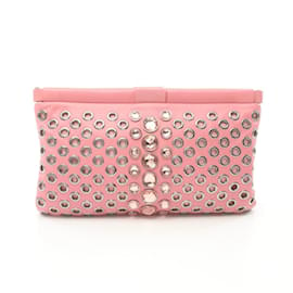 Miu Miu-Miu Miu Second Bag Clutch em Couro Rosa-Rosa